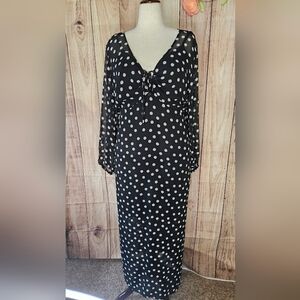Ava & Viv Sheer Polka Dot Midi Dress With Tank Slip Plus Size 2X